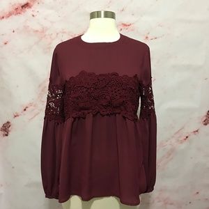 Lace Oxblood Top